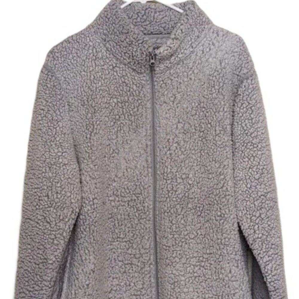 Pine Trails Gray Thick Sherpa Fleece Jacket Size Women's XL